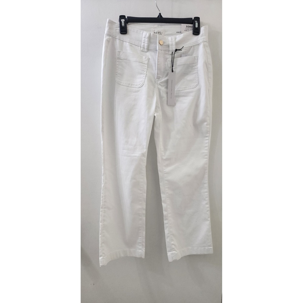 Nicole Miller Soho High Rise Ankle Flare Pants White Size 6 NJ0998U4WH